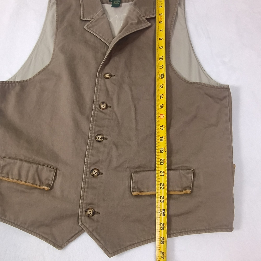 Orvis Mens Khaki Cotton Twill Button FrontWaistecoat Vest Size Large Tan - Picture 6 of 8